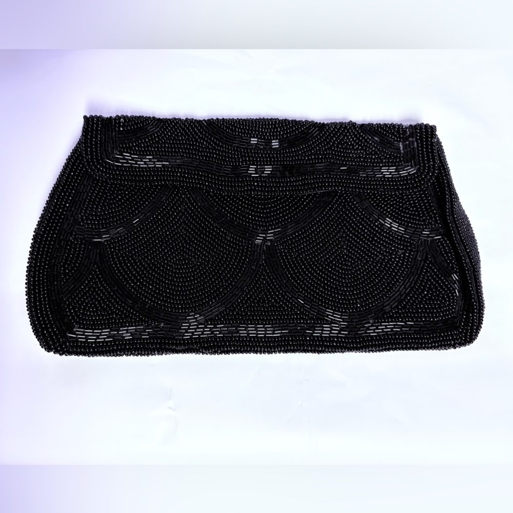 Elegant vintage hand beaded Black Clutch